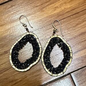 Elegant Black and Gold Earrings
